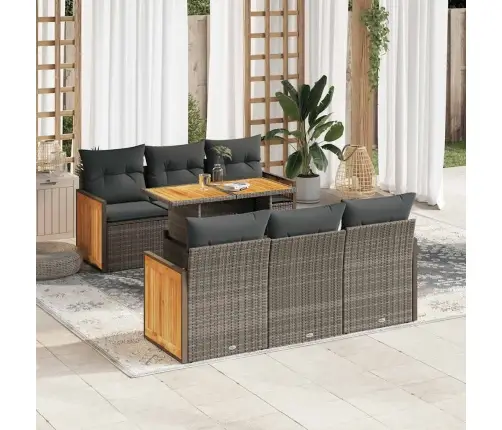 7-Daļīgs Dārza Dīvāna Komplekts, Matrači, Pelēka Pe Rotangpalma Vidaxl