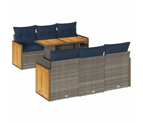 7-Daļīgs Dārza Dīvāna Komplekts, Matrači, Pelēka Pe Rotangpalma Vidaxl