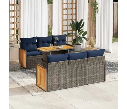 7-Daļīgs Dārza Dīvāna Komplekts, Matrači, Pelēka Pe Rotangpalma Vidaxl