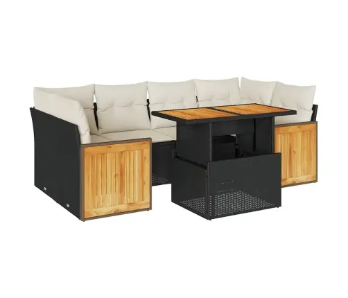 7-Daļīgs Dārza Dīvāna Komplekts, Matrači, Melna Pe Rotangpalma Vidaxl