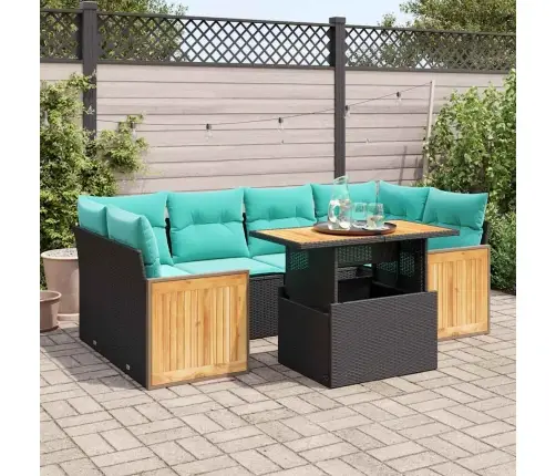 7-Daļīgs Dārza Dīvāna Komplekts, Matrači, Melna Pe Rotangpalma Vidaxl