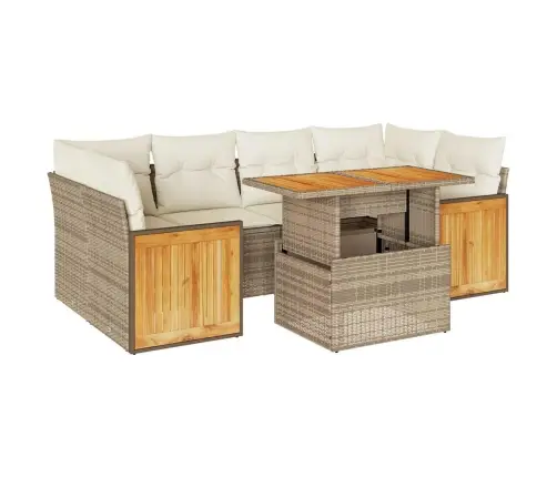 Sodo Komplektas Su Pagalvėlėmis, 7 Dalių, Poliratanas/Akacija