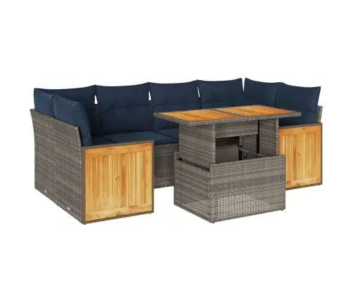 7-Daļīgs Dārza Dīvāna Komplekts, Matrači, Pelēka Pe Rotangpalma Vidaxl