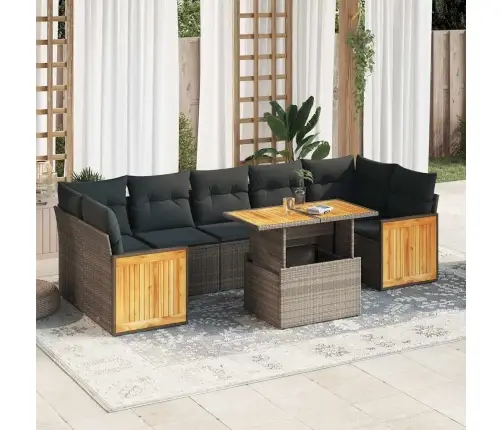 8-Osaline Aiadiivani Komplekt Patjadega, Hall, Rotang/Akaatsia