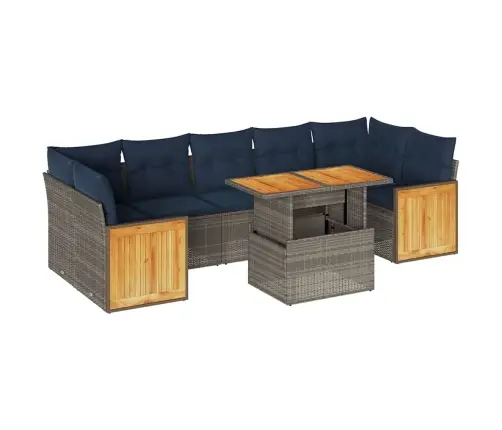 8-Daļīgs Dārza Dīvāna Komplekts, Matrači, Pelēks Pe Rotangpalma Vidaxl