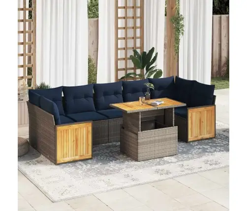 8-Daļīgs Dārza Dīvāna Komplekts, Matrači, Pelēks Pe Rotangpalma Vidaxl