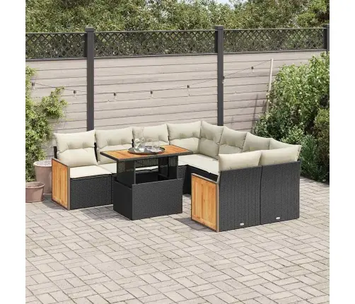 Sodo Komplektas Su Pagalvėlėmis, 9 Dalių, Poliratanas/Akacija