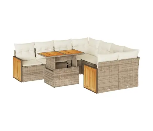 Sodo Komplektas Su Pagalvėlėmis, 9 Dalių, Poliratanas/Akacija