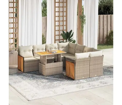 Sodo Komplektas Su Pagalvėlėmis, 9 Dalių, Poliratanas/Akacija