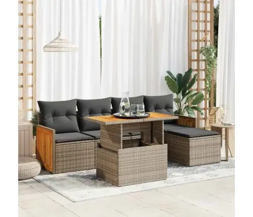 Sodo Komplektas Su Pagalvėlėmis, 6 Dalių, Poliratanas/Akacija