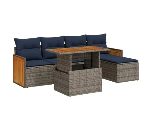 6-Daļīgs Dārza Dīvāna Komplekts, Matrači, Pelēka Pe Rotangpalma Vidaxl