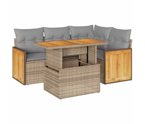 5-Osaline Aiadiivani Komplekt Patjadega, Beež, Rotang/Akaatsia