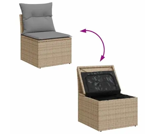 5-Osaline Aiadiivani Komplekt Patjadega, Beež, Rotang/Akaatsia