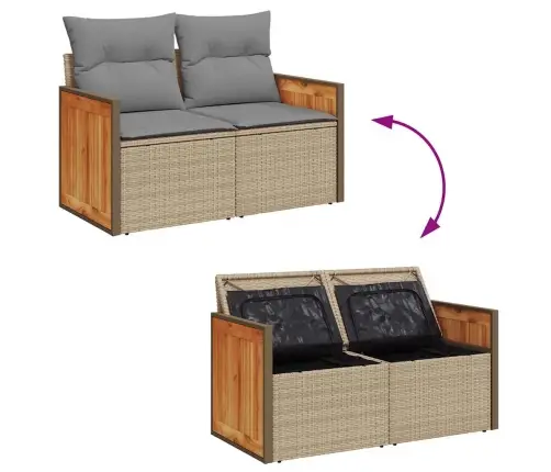 5-Osaline Aiadiivani Komplekt Patjadega, Beež, Rotang/Akaatsia