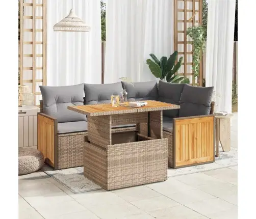 5-Osaline Aiadiivani Komplekt Patjadega, Beež, Rotang/Akaatsia