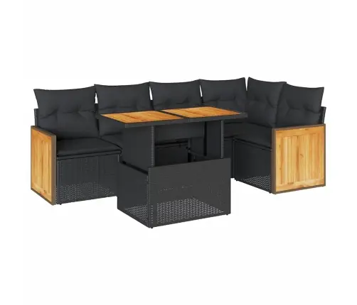 6-Daļīgs Dārza Dīvāna Komplekts, Matrači, Melna Pe Rotangpalma Vidaxl