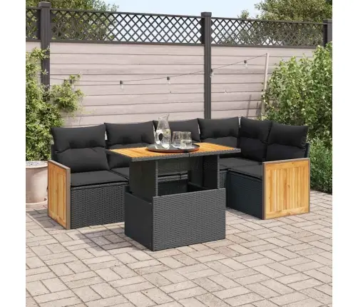 6-Daļīgs Dārza Dīvāna Komplekts, Matrači, Melna Pe Rotangpalma Vidaxl