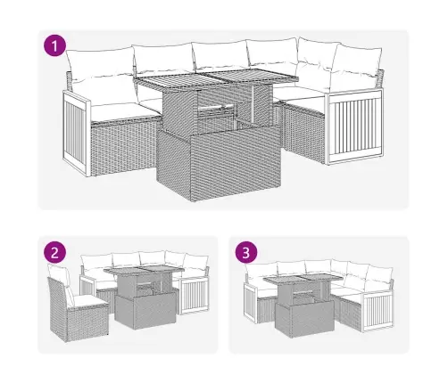 6-Daļīgs Dārza Dīvāna Komplekts, Matrači, Bēša Pe Rotangpalma Vidaxl