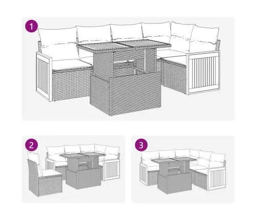 Sodo Komplektas Su Pagalvėlėmis, 6 Dalių, Poliratanas/Akacija