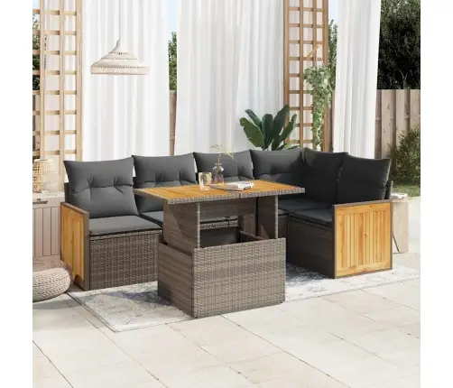 Sodo Komplektas Su Pagalvėlėmis, 6 Dalių, Poliratanas/Akacija