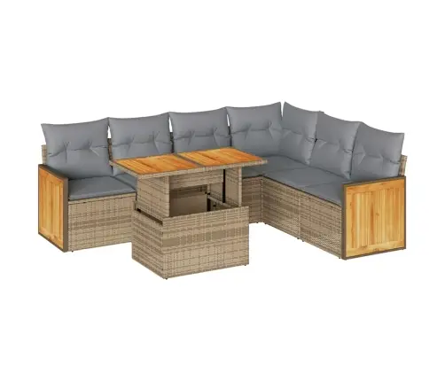 7-Osaline Aiadiivani Komplekt Patjadega, Beež, Rotang/Akaatsia