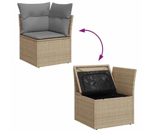 7-Osaline Aiadiivani Komplekt Patjadega, Beež, Rotang/Akaatsia