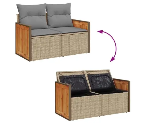 7-Osaline Aiadiivani Komplekt Patjadega, Beež, Rotang/Akaatsia