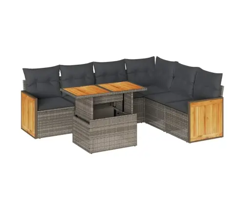 Sodo Komplektas Su Pagalvėlėmis, 7 Dalių, Poliratanas/Akacija