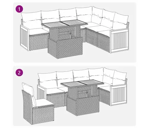 7-Osaline Aiadiivani Komplekt Patjadega, Hall, Rotang/Akaatsia