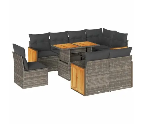 Sodo Komplektas Su Pagalvėlėmis, 9 Dalių, Poliratanas/Akacija