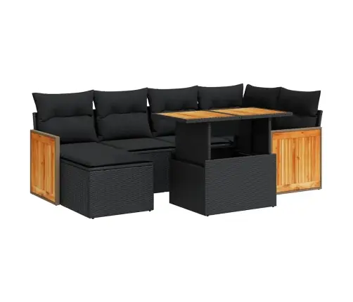 7-Daļīgs Dārza Dīvāna Komplekts, Matrači, Melna Pe Rotangpalma Vidaxl