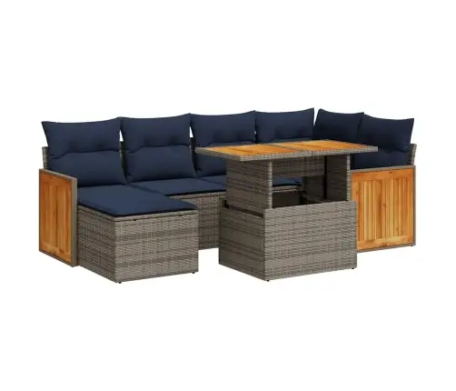 Sodo Komplektas Su Pagalvėlėmis, 7 Dalių, Poliratanas/Akacija