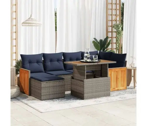 Sodo Komplektas Su Pagalvėlėmis, 7 Dalių, Poliratanas/Akacija