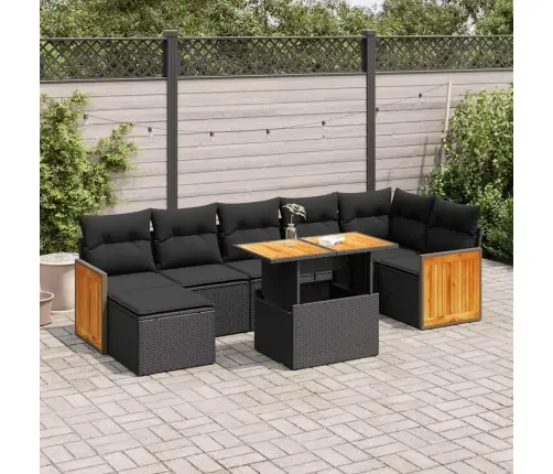 Sodo Komplektas Su Pagalvėlėmis, 8 Dalių, Poliratanas/Akacija