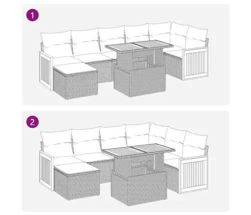 Sodo Komplektas Su Pagalvėlėmis, 8 Dalių, Poliratanas/Akacija