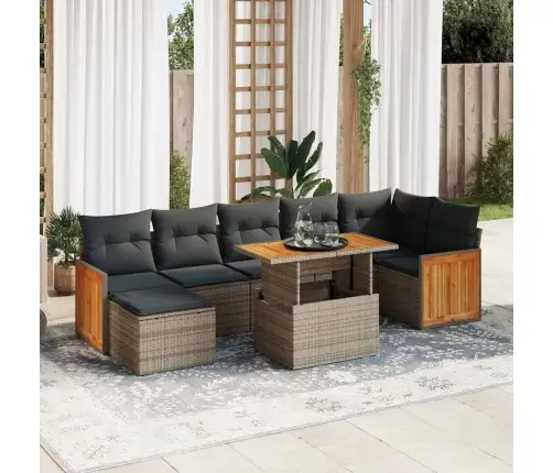 Sodo Komplektas Su Pagalvėlėmis, 8 Dalių, Poliratanas/Akacija