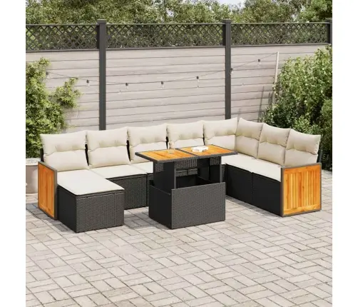 Sodo Komplektas Su Pagalvėlėmis, 9 Dalių, Poliratanas/Akacija