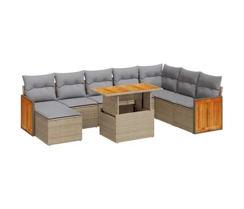 Sodo Komplektas Su Pagalvėlėmis, 9 Dalių, Poliratanas/Akacija