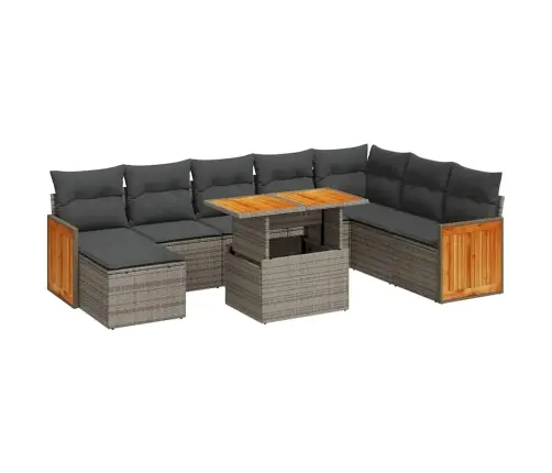 Sodo Komplektas Su Pagalvėlėmis, 9 Dalių, Poliratanas/Akacija