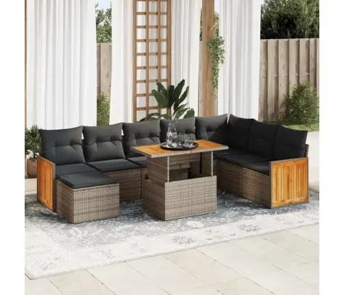 Sodo Komplektas Su Pagalvėlėmis, 9 Dalių, Poliratanas/Akacija