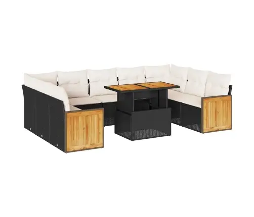 10-Osaline Aiadiivani Komplekt Patjadega, Must, Rotang/Akaatsia