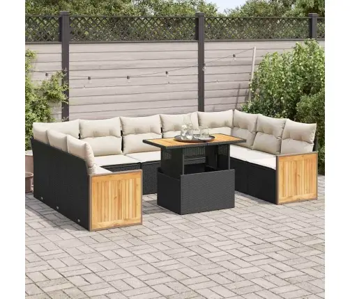 10-Osaline Aiadiivani Komplekt Patjadega, Must, Rotang/Akaatsia