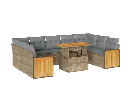 10-Osaline Aiadiivani Komplekt Patjadega, Beež, Rotang/Akaatsia