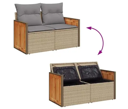 10-Osaline Aiadiivani Komplekt Patjadega, Beež, Rotang/Akaatsia