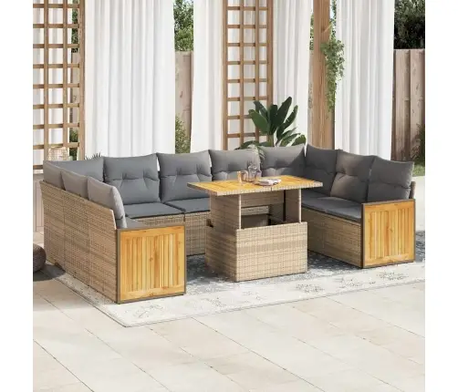 10-Osaline Aiadiivani Komplekt Patjadega, Beež, Rotang/Akaatsia