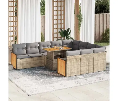 Sofos Komplektas Su Pagalvėlėmis, 11 Dalių, Poliratanas/Akacija