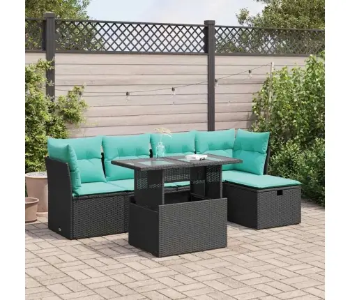 6-Daļīgs Dārza Dīvāna Komplekts, Matrači, Melna Pe Rotangpalma Vidaxl