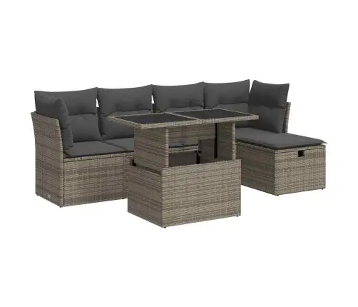 Sofos Komplektas Su Pagalvėlėmis, 6 Dalių, Pilkas, Poliratanas