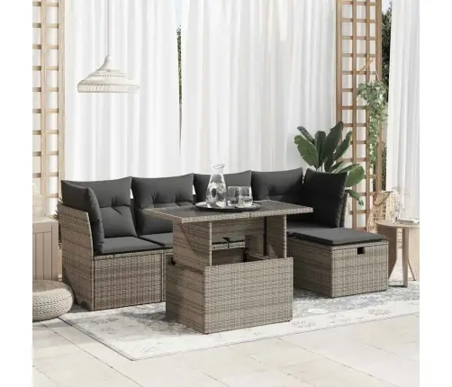 Sofos Komplektas Su Pagalvėlėmis, 6 Dalių, Pilkas, Poliratanas