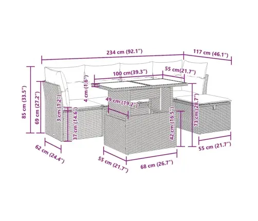 Sodo Komplektas Su Pagalvėlėmis, 6 Dalių, Poliratanas/Akacija